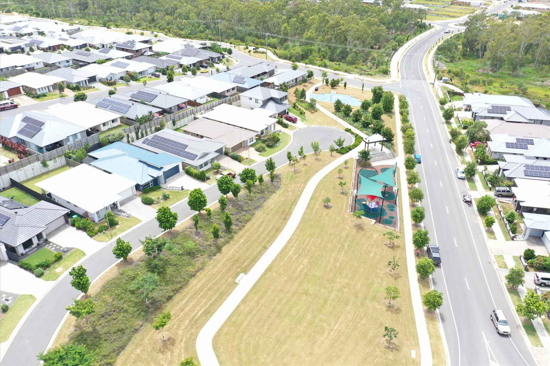 Hayfields Estate streetscape construction by Advanced Landscaping